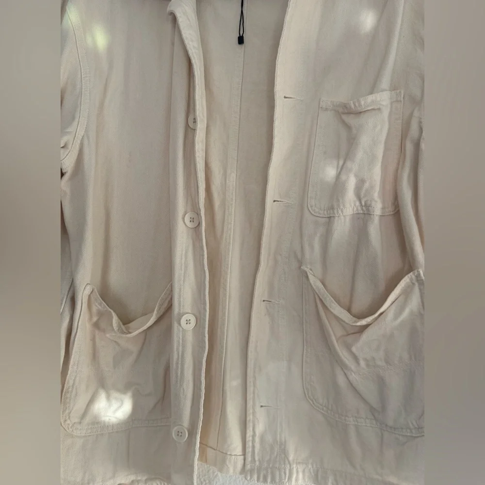 Cream Zara jacket with pockets, size L - Picture 2 of 3